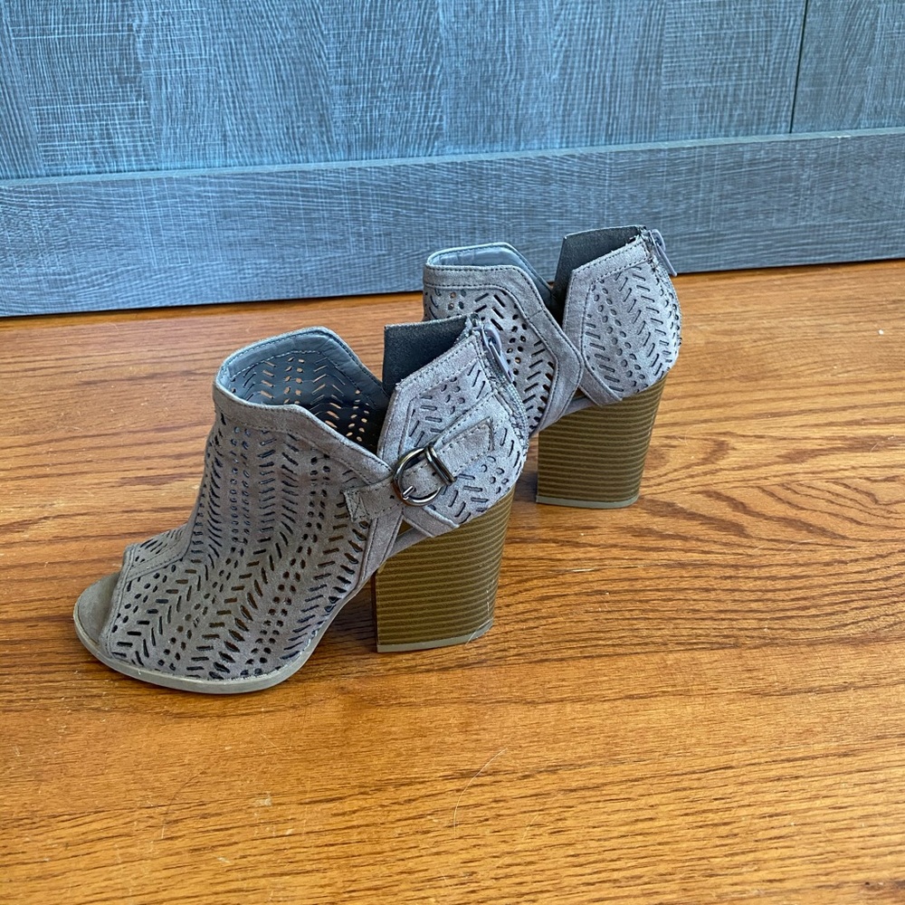 Daytrip Taupe Peep Toe Heels